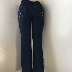 Low rise wide leg denim jeans